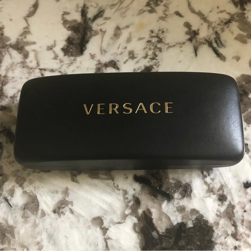 Versace Hard Clamshell Sunglass Eyeglass Case with Gold Logo